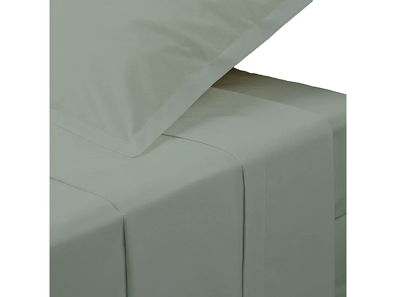 Drap Plat 2 Personnes "Percale" 240x290cm Vert Tilleul