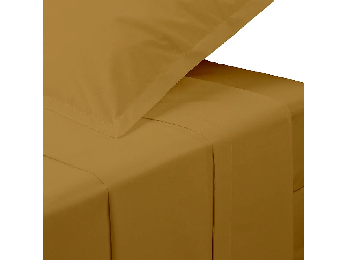 Drap Plat 1 Personne "Percale" 180x290cm Mordoré