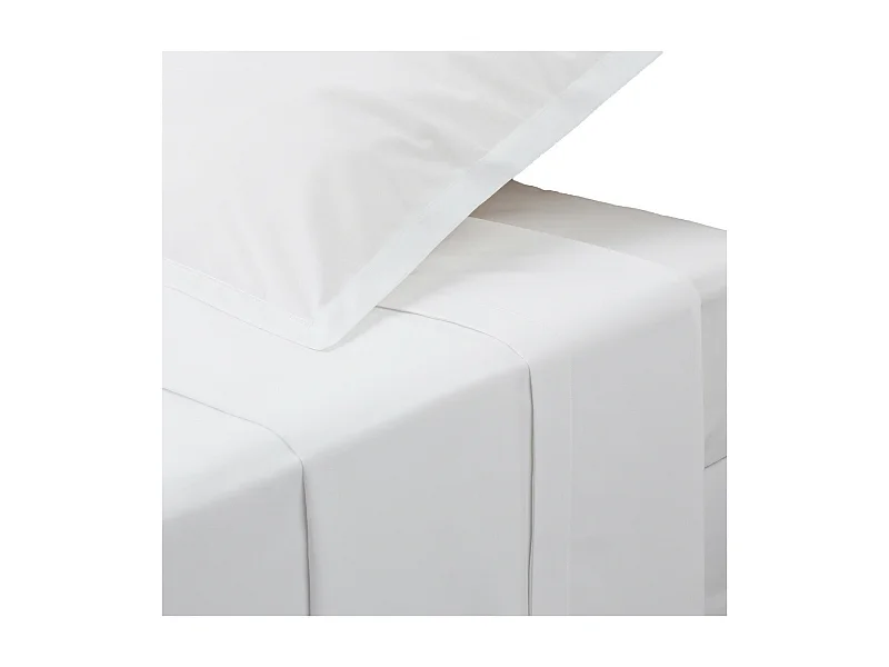 Drap Plat 1 Personne "Percale" 180x290cm Blanc