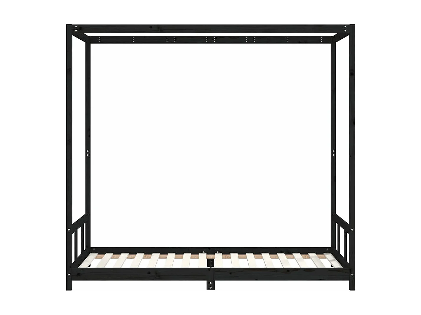 Kinderbett Schwarz 90x200 cm Massivholz Kiefer