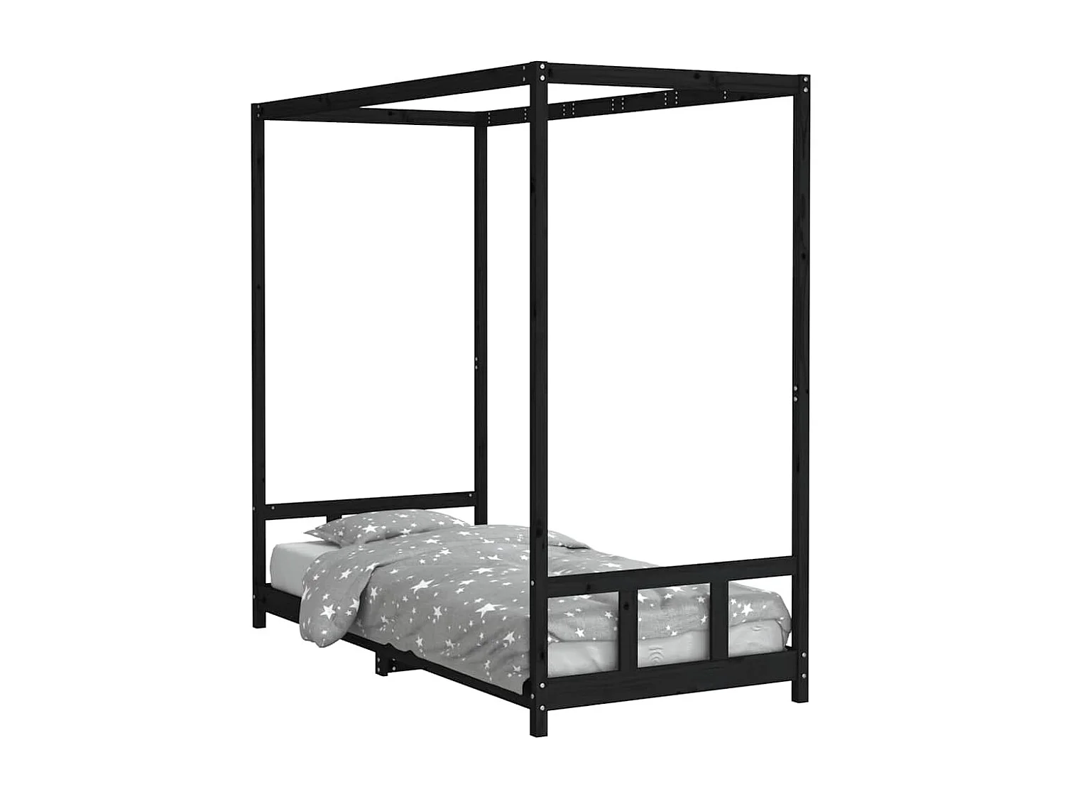Cadre de lit pour enfants noir 90x200 cm bois de pin massif