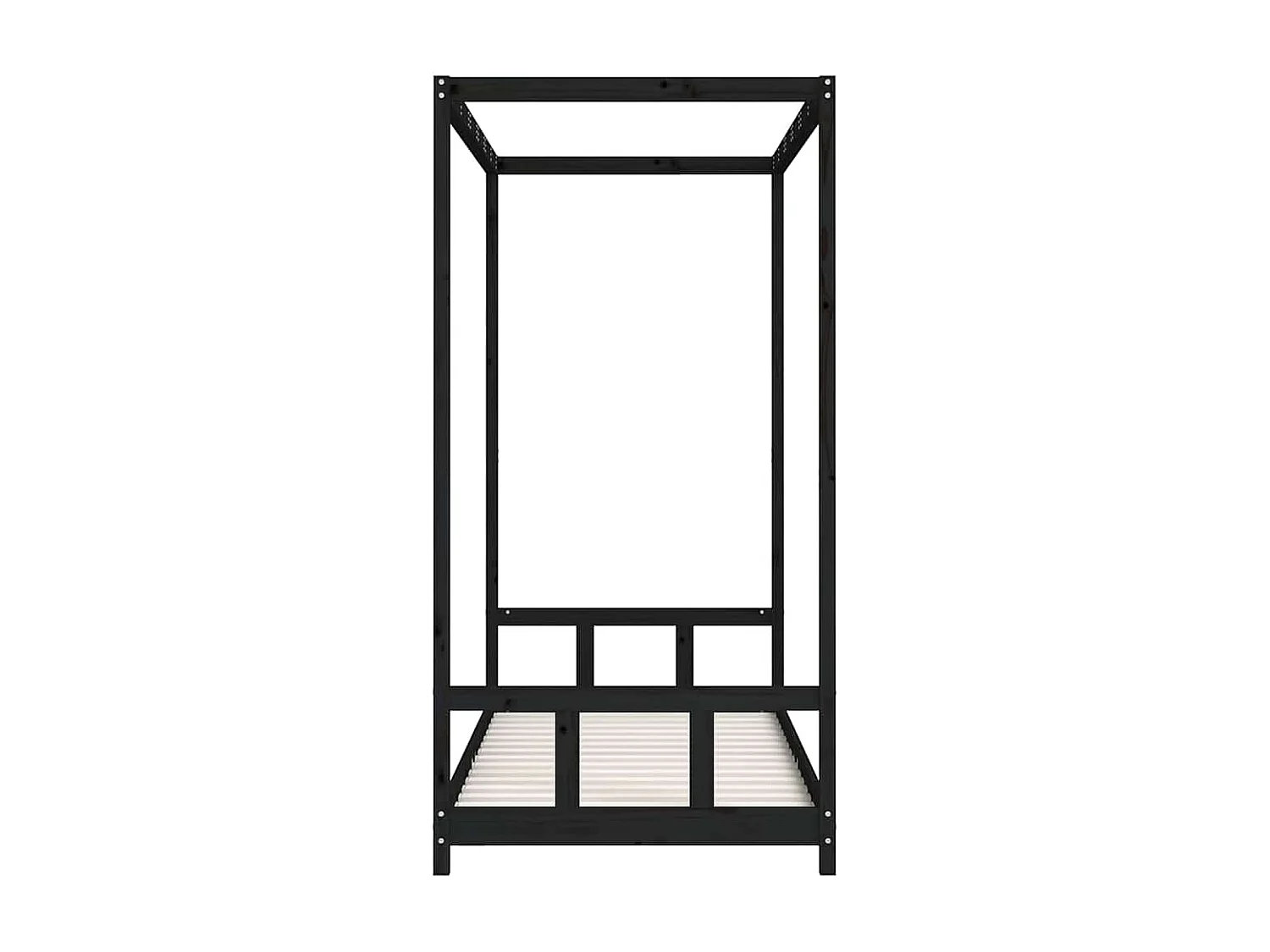 Cadre de lit pour enfants noir 90x200 cm bois de pin massif