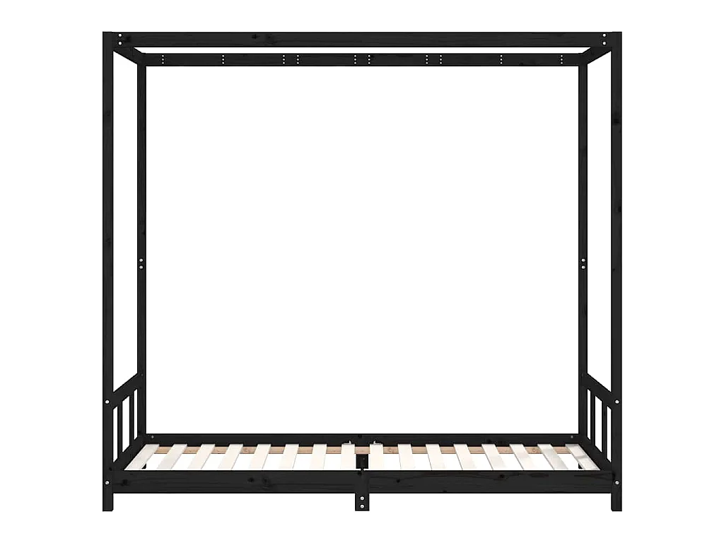 Kinderbett Schwarz 90x200 cm Massivholz Kiefer