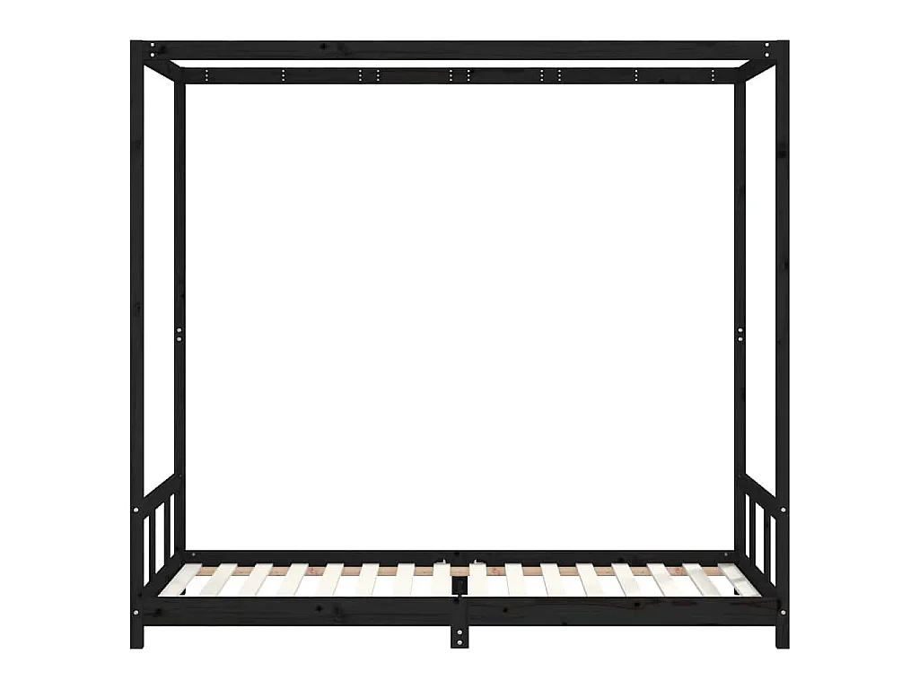 Cadre de lit pour enfants noir 90x200 cm bois de pin massif