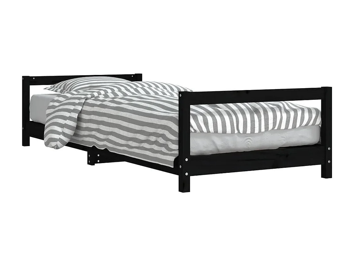 Estrutura de cama infantil 80x200 cm pinho maciço preto