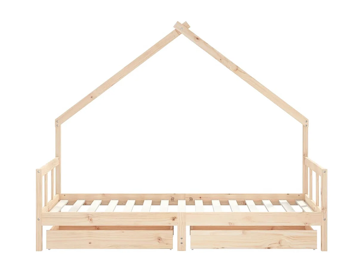 Giroletto per Bambini con Cassetti 90x190cm Legno Massello Pino