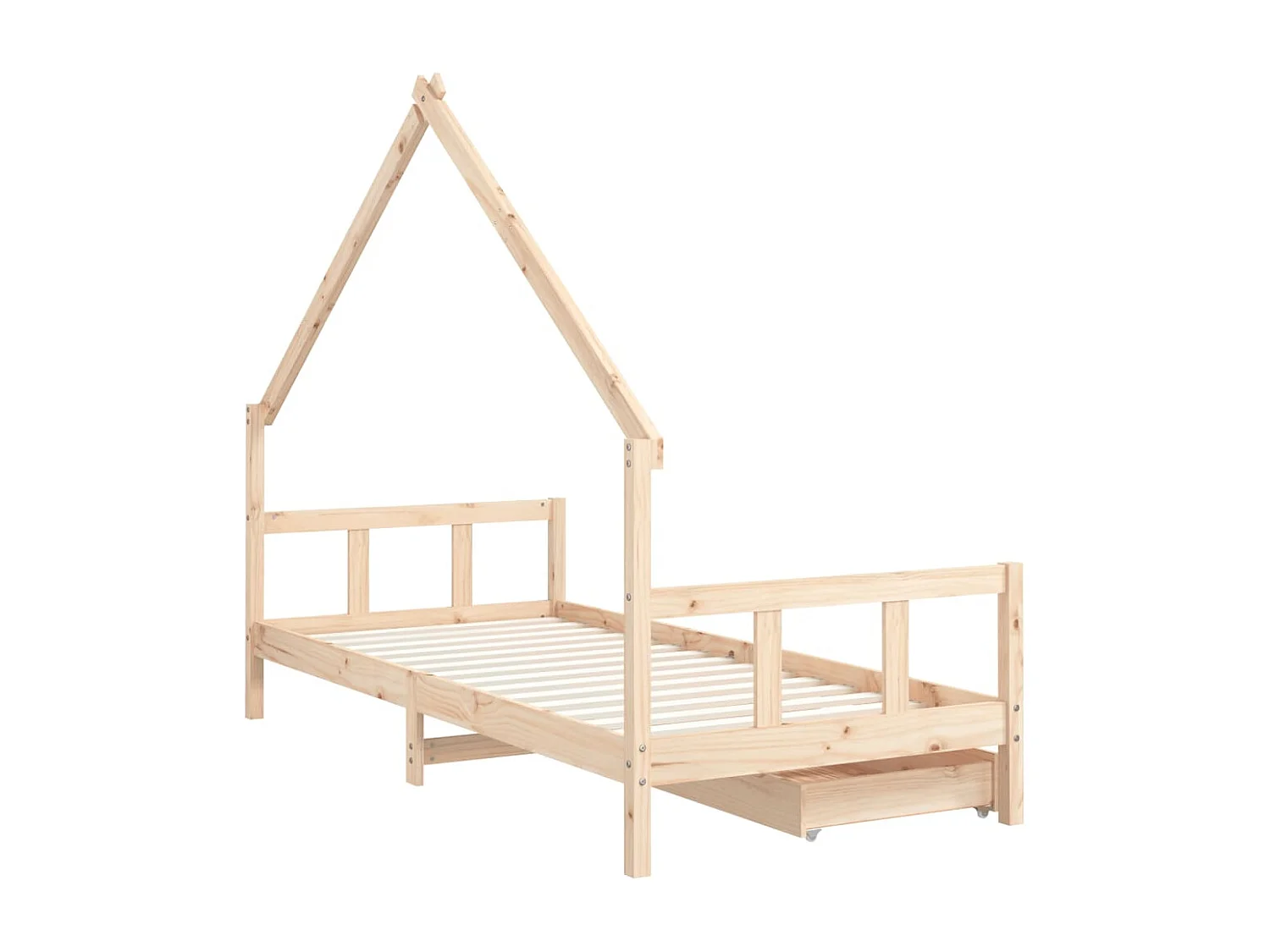 Giroletto per Bambini con Cassetti 90x190cm Legno Massello Pino