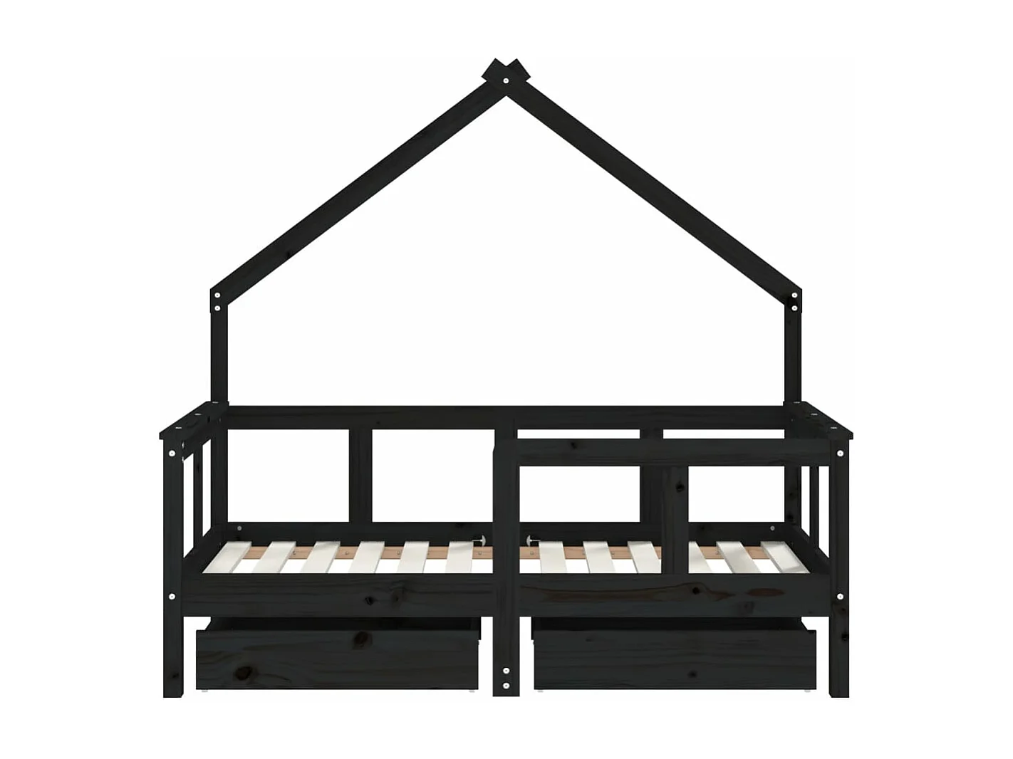 Estrutura cama infantil c/ gavetas 70x140 cm pinho maciço preto