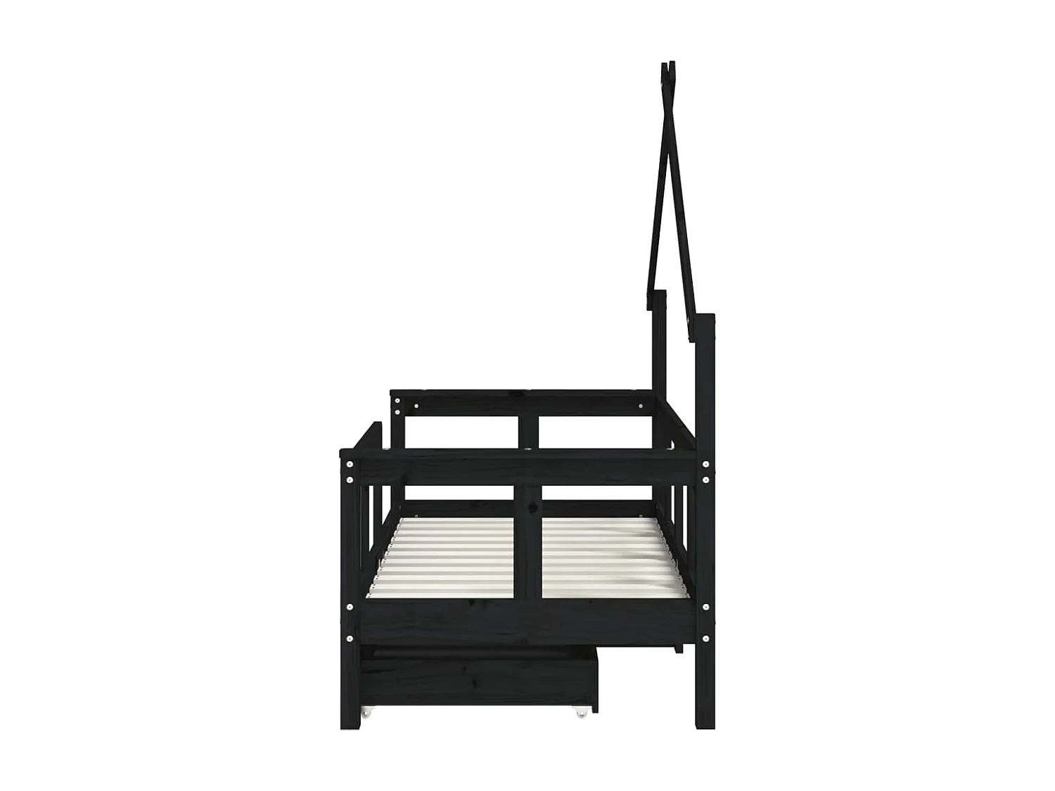 Estrutura cama infantil c/ gavetas 70x140 cm pinho maciço preto