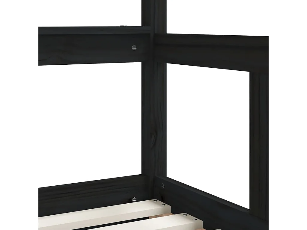 Estrutura cama infantil c/ gavetas 70x140 cm pinho maciço preto