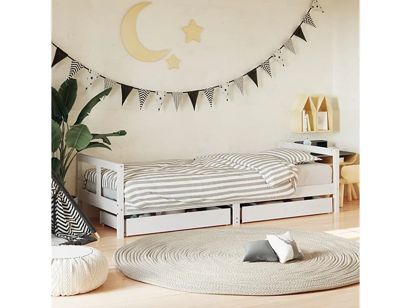 Estructura cama niños con cajones madera pino blanco 80x200 cm