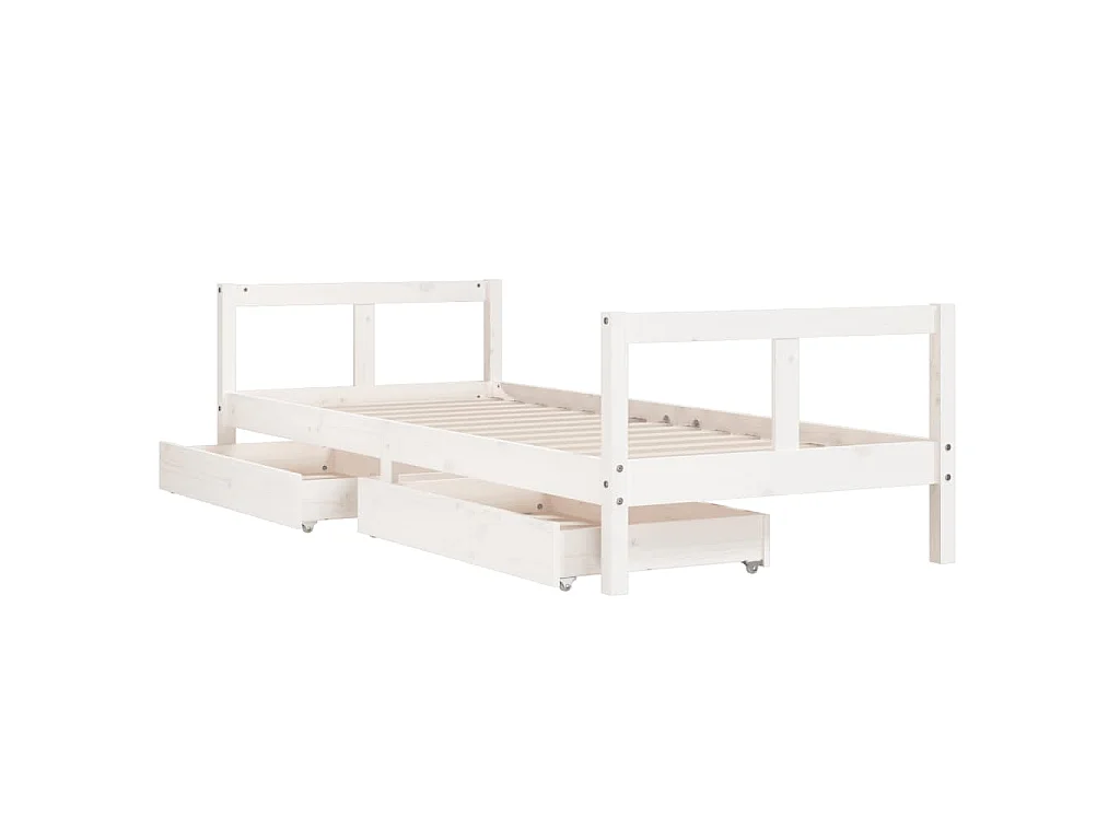 Cadre de lit enfant tiroirs blanc 80x200 cm bois de pin massif