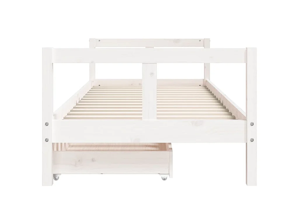 Cadre de lit enfant tiroirs blanc 80x200 cm bois de pin massif