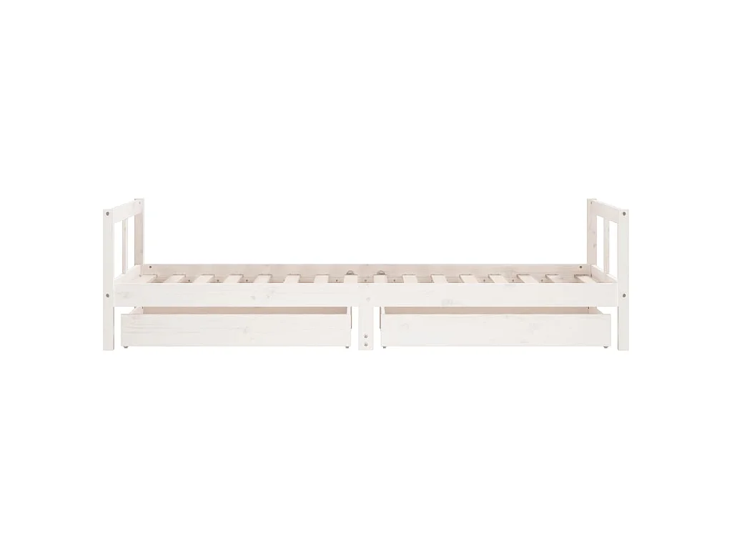 Cadre de lit enfant tiroirs blanc 80x200 cm bois de pin massif
