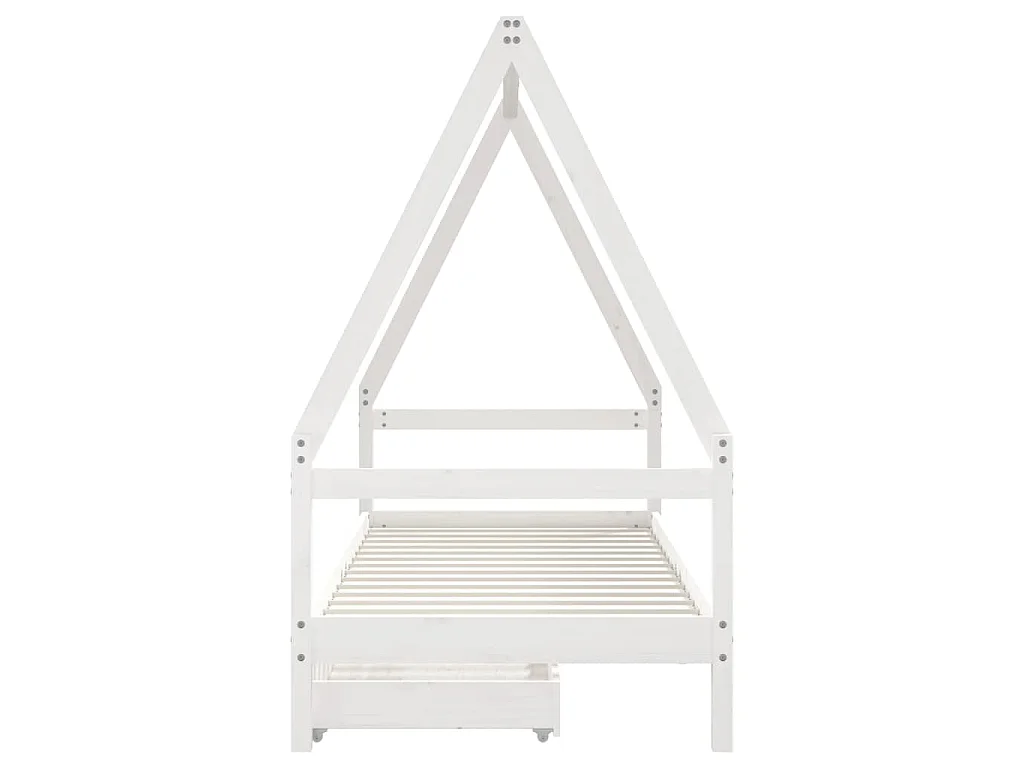 Kinderbedframe met lades 80x200 cm massief grenenhout wit
