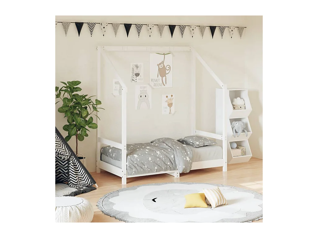 Cadre de lit pour enfant blanc 70x140 cm bois de pin massif