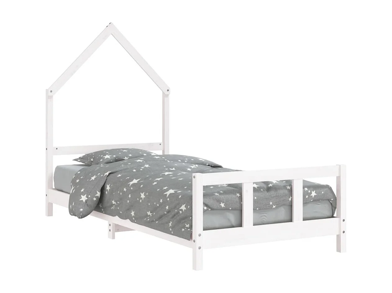 Cadre de lit pour enfants blanc 90x200 cm bois de pin massif