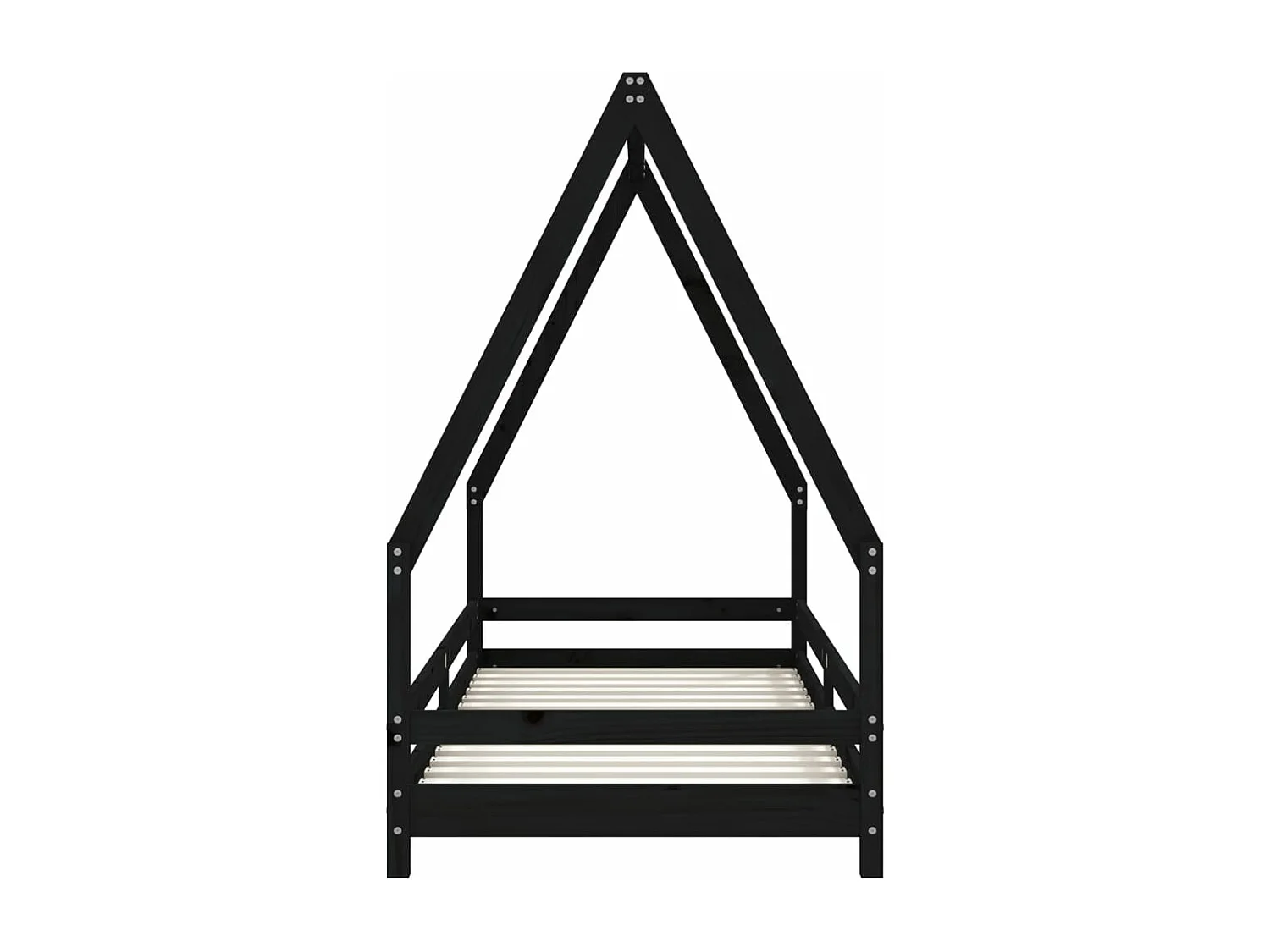 Kinderbedframe 80x200 cm massief grenenhout zwart