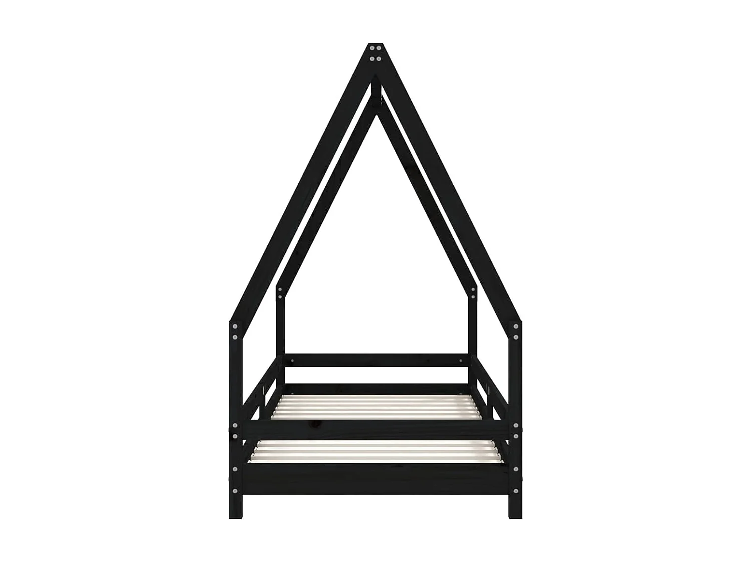 Cadre de lit pour enfants noir 80x200 cm bois de pin massif