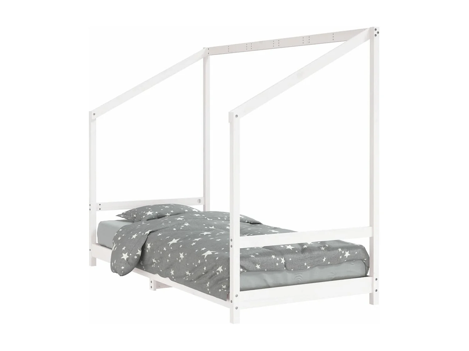 Kinderbedframe 90x190 cm massief grenenhout wit
