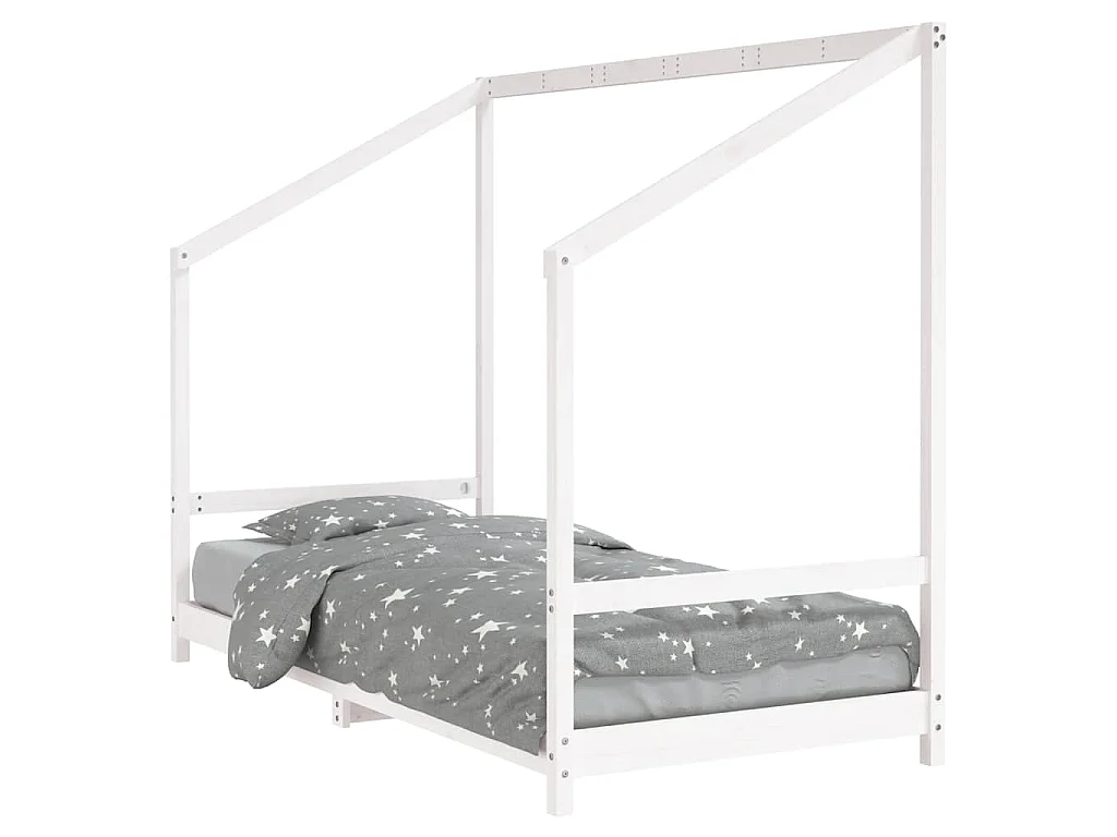 Cadre de lit pour enfants blanc 90x190 cm bois de pin massif