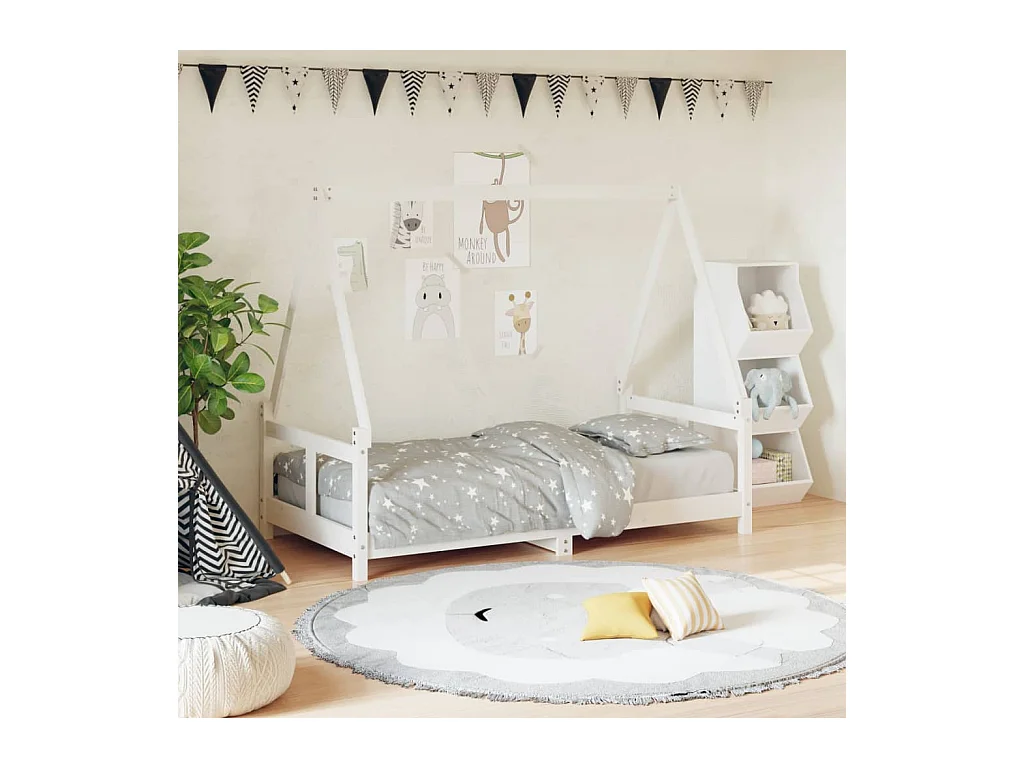 Cadre de lit pour enfant blanc 80x160 cm bois de pin massif
