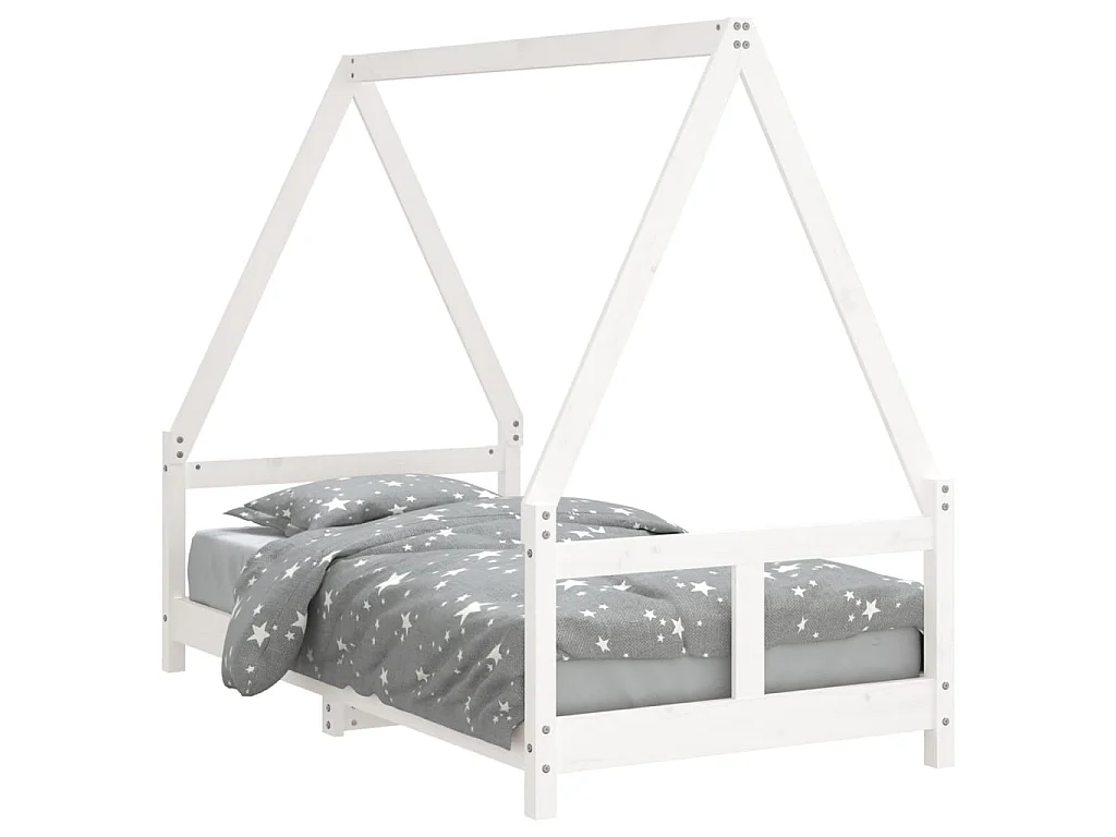 Cadre de lit pour enfant blanc 80x160 cm bois de pin massif