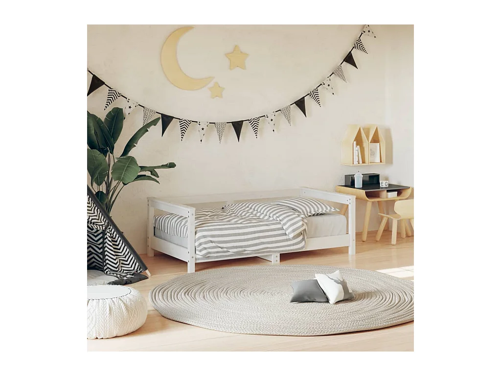 Cadre de lit pour enfant blanc 70x140 cm bois de pin massif