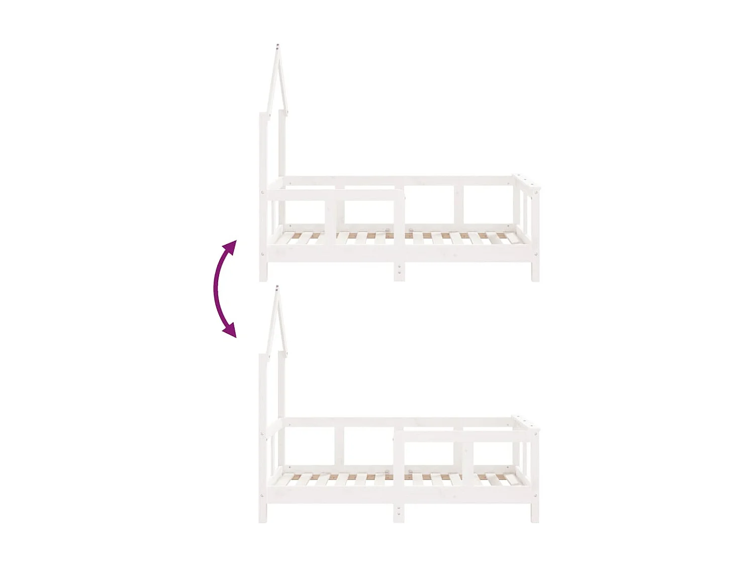 Kinderbedframe 70x140 cm massief grenenhout wit