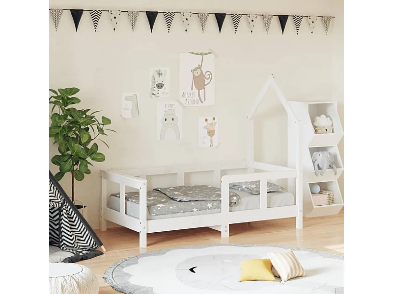 Cadre de lit pour enfant blanc 70x140 cm bois de pin massif