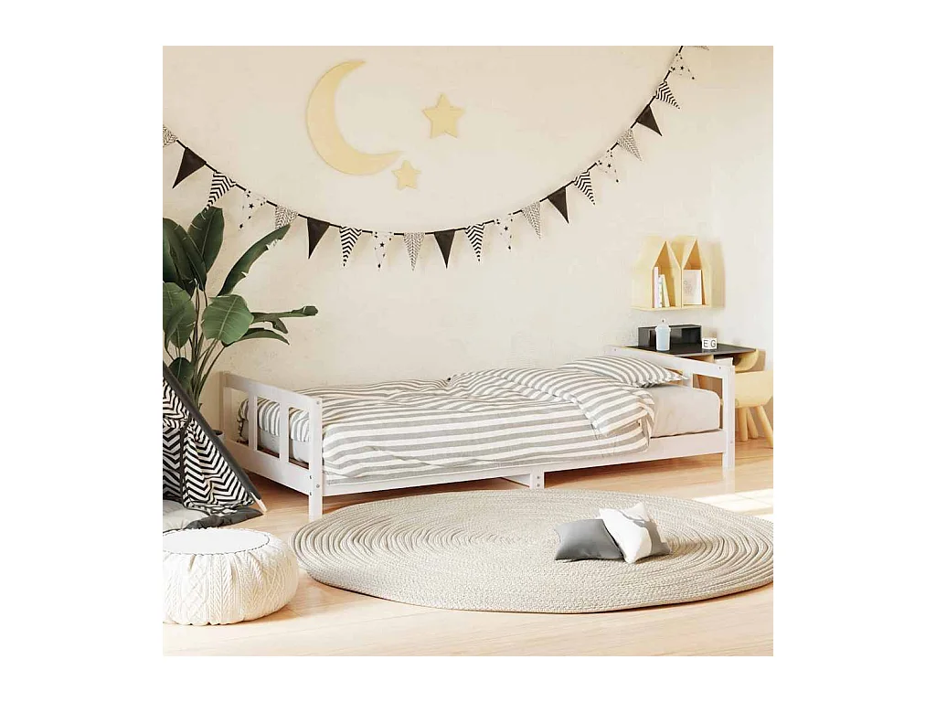 Cadre de lit pour enfants blanc 90x190 cm bois de pin massif