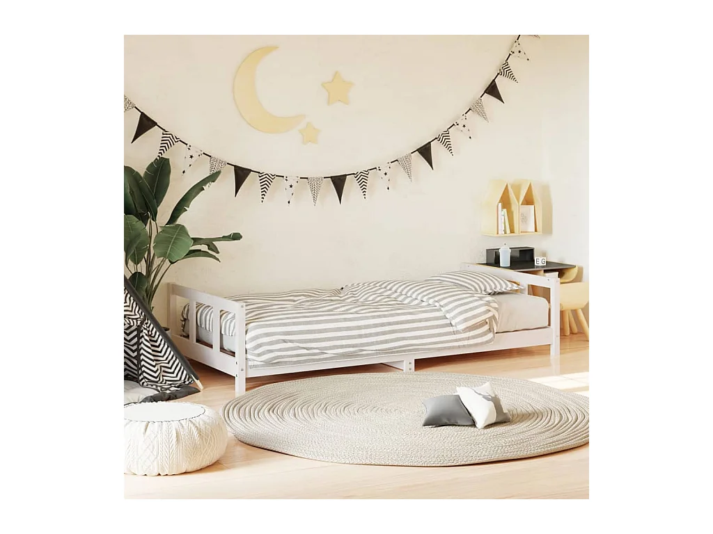 Cadre de lit pour enfants blanc 90x190 cm bois de pin massif