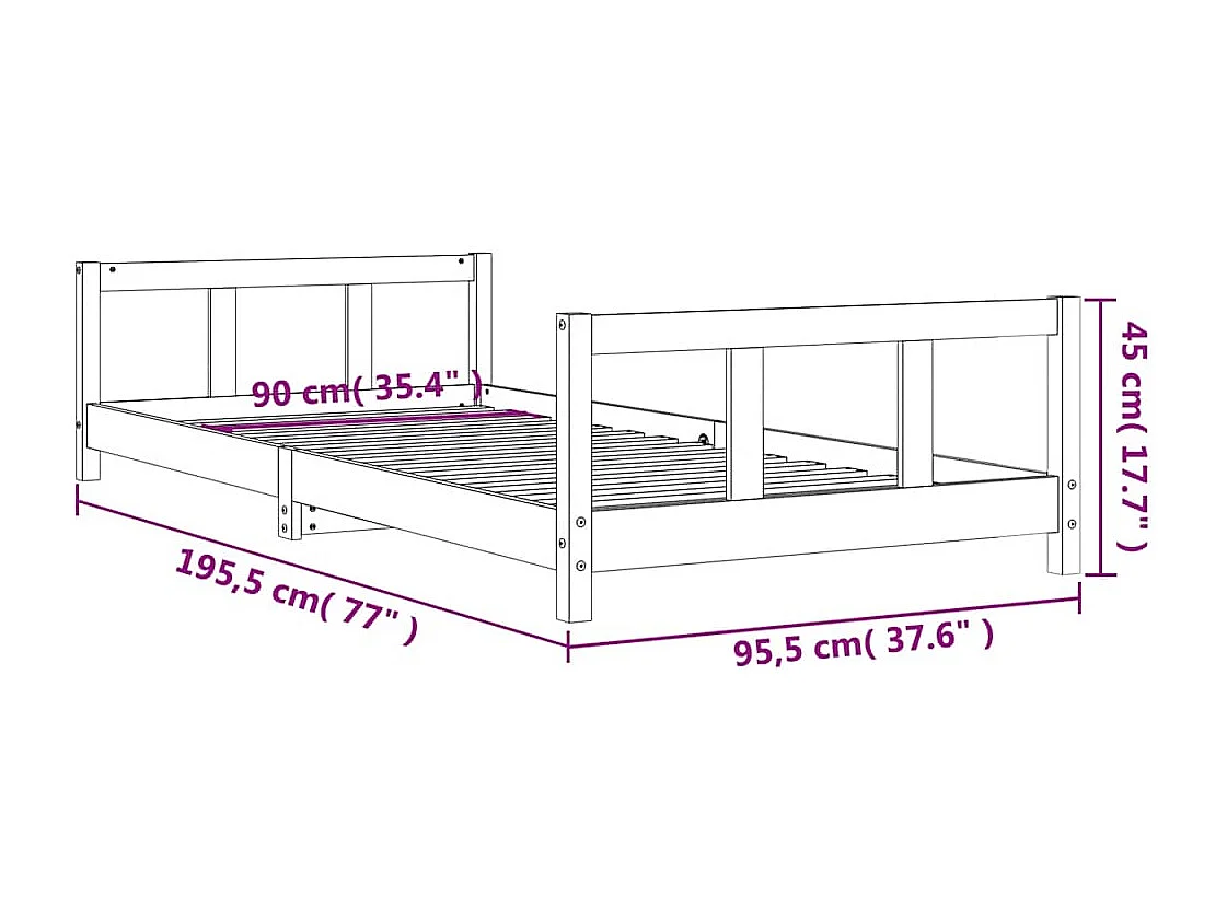 Cadre de lit pour enfants blanc 90x190 cm bois de pin massif