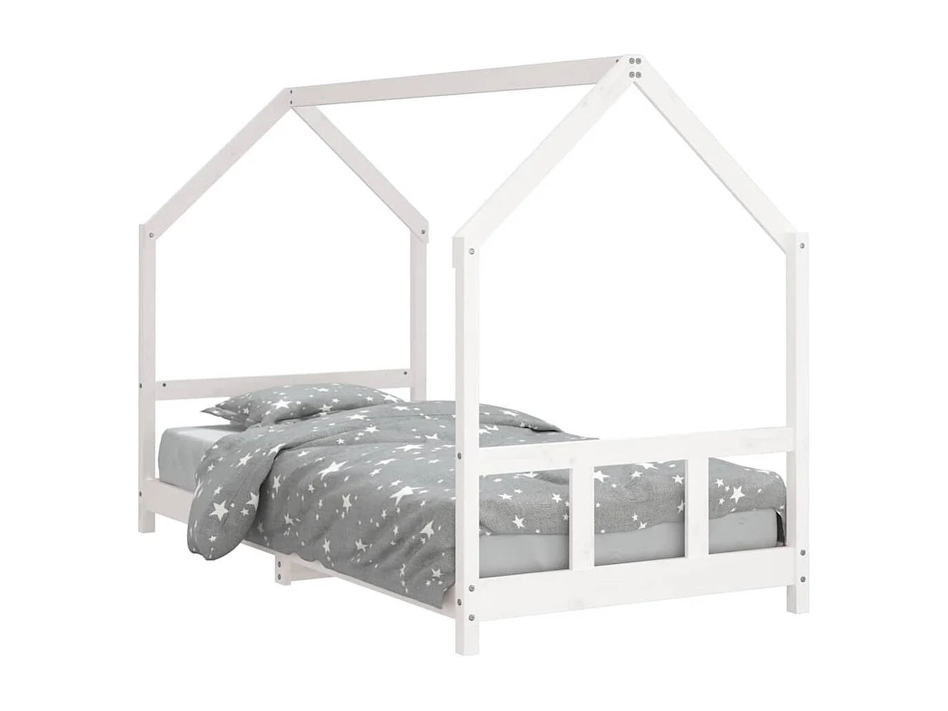 Cadre de lit pour enfants blanc 90x200 cm bois de pin massif