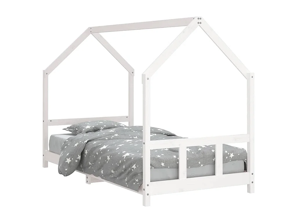 Kinderbedframe 90x200 cm massief grenenhout wit