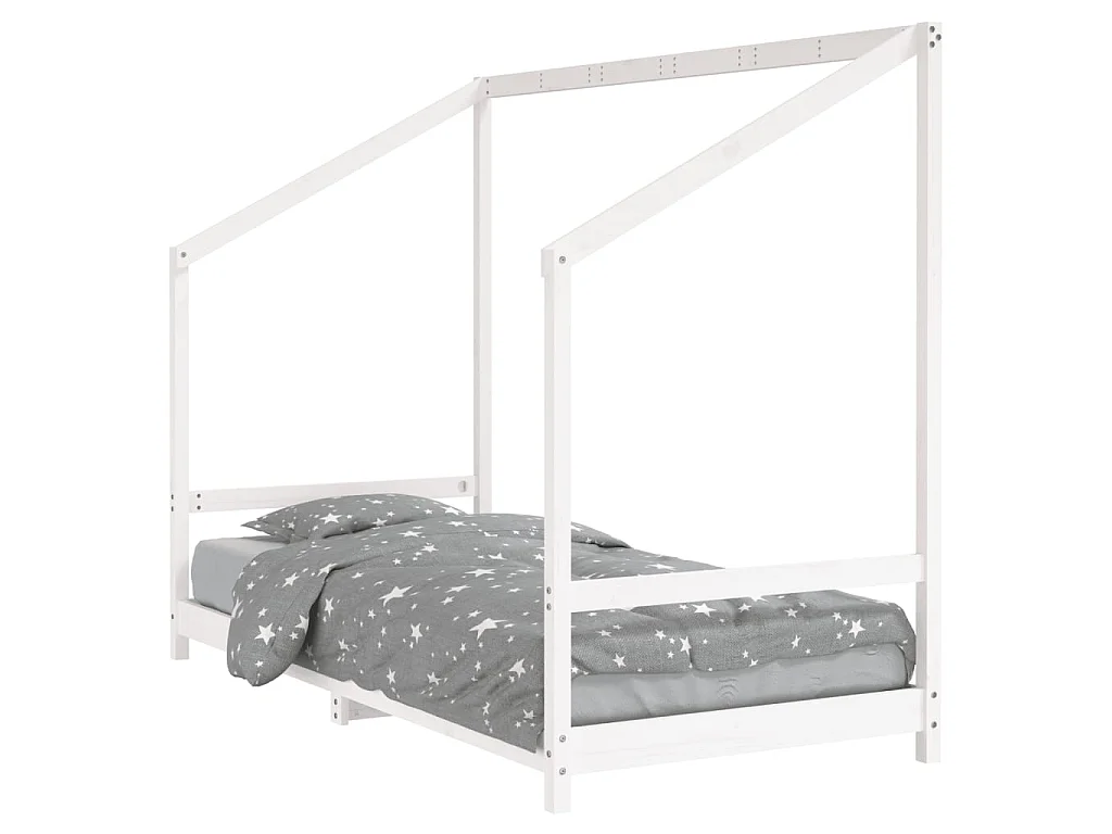 Giroletto per Bambini Bianco 90x200cm in Legno Massello di Pino