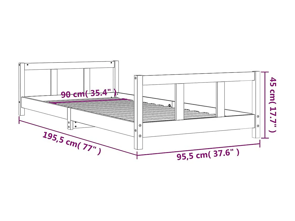 Cadre de lit pour enfant 90x190 cm Bois de pin massif
