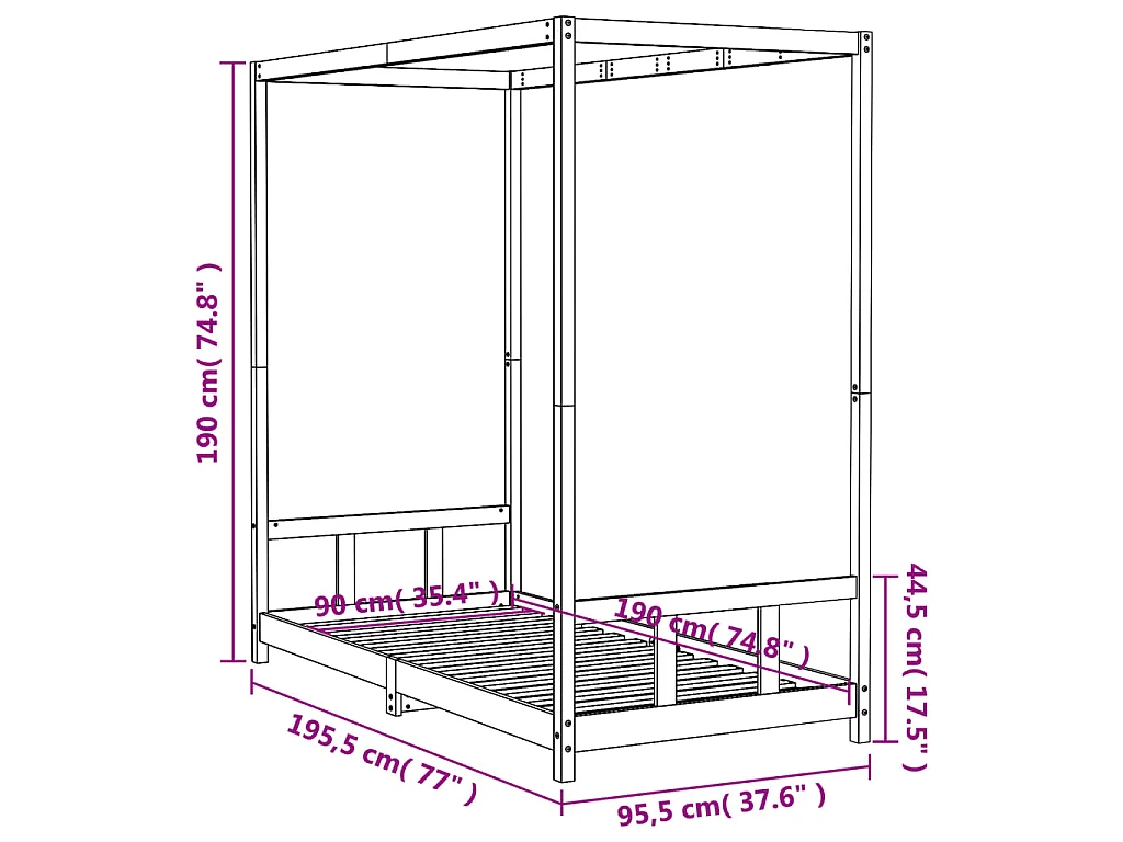 Cadre de lit pour enfant 90x190 cm Bois de pin massif
