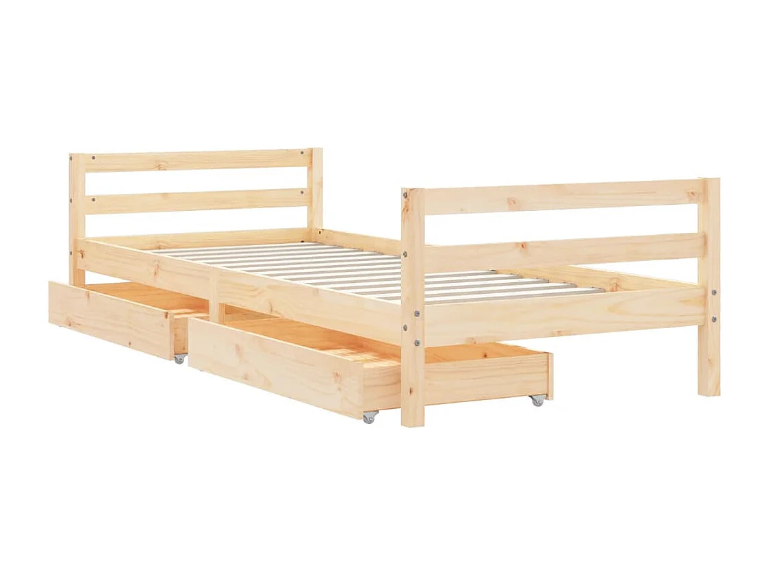 Cadre de lit enfant avec tiroirs 90x200 cm bois de pin massif