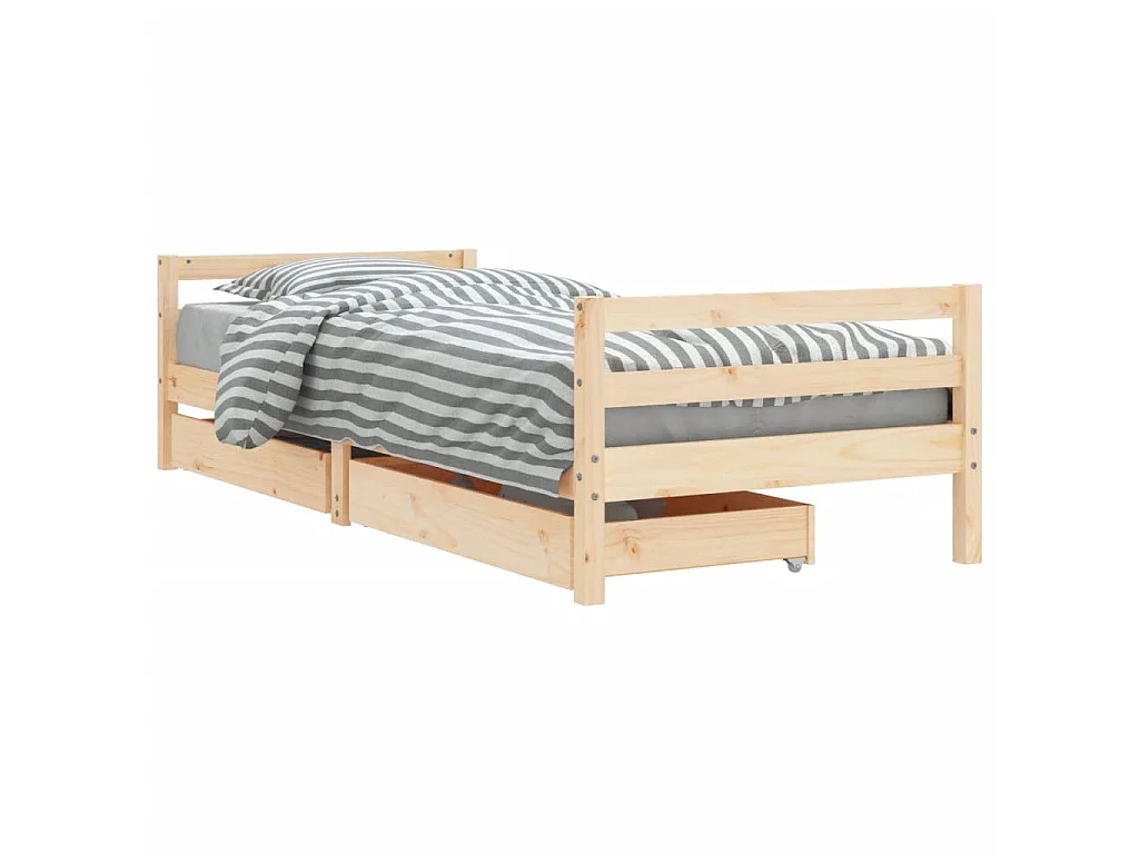 Giroletto Bambini con Cassetti 90x200 cm Legno Massello di Pino