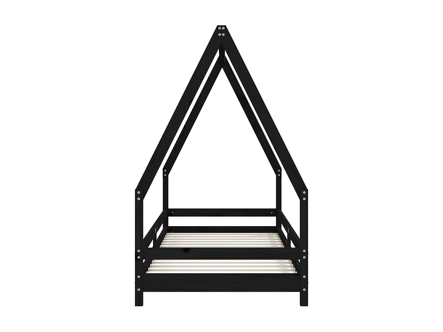 Kinderbett Schwarz 90x200 cm Massivholz Kiefer