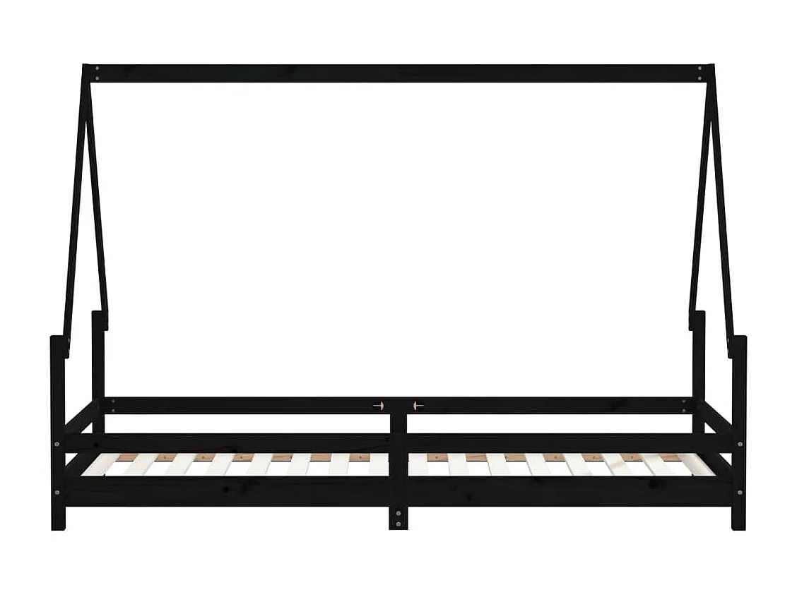 Kinderbett Schwarz 90x200 cm Massivholz Kiefer