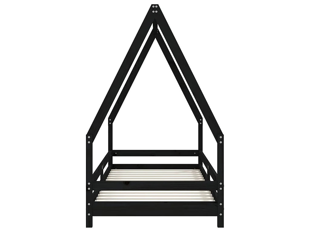Cadre de lit pour enfants noir 90x200 cm bois de pin massif