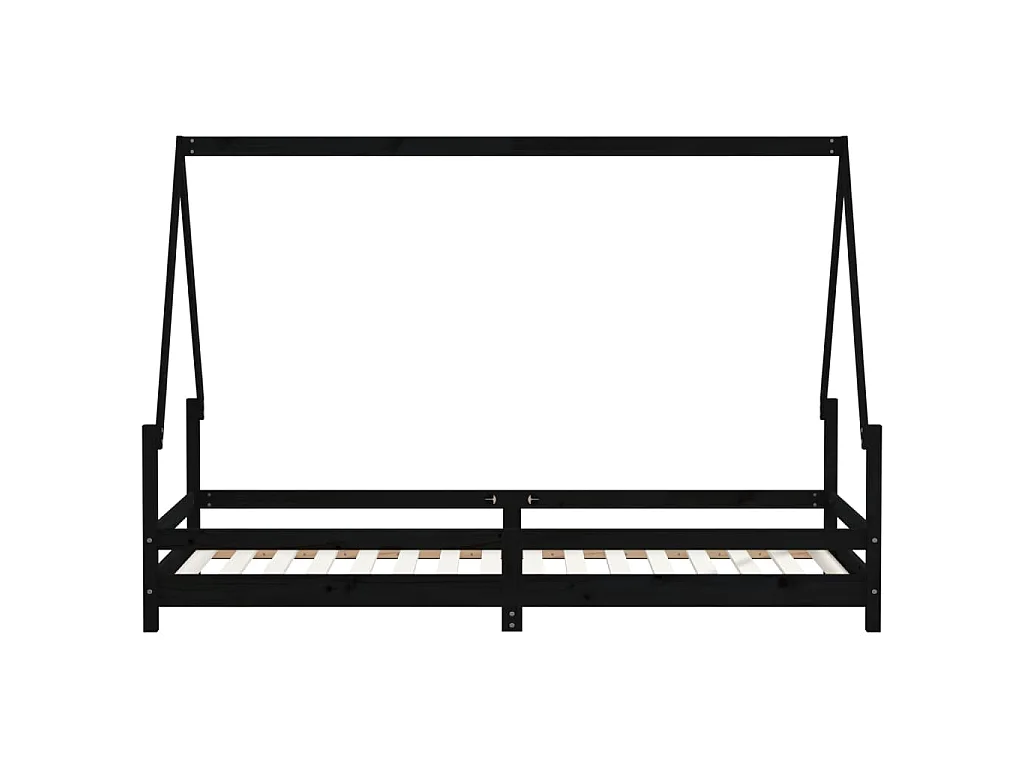 Cadre de lit pour enfants noir 90x200 cm bois de pin massif