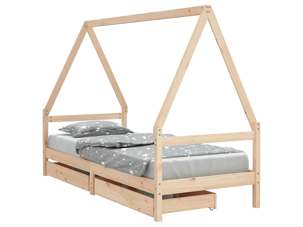 Cadre de lit pour enfants gris 80x200 cm bois de pin massif
