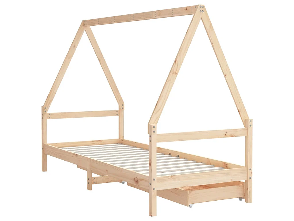 Cadre de lit pour enfants gris 80x200 cm bois de pin massif