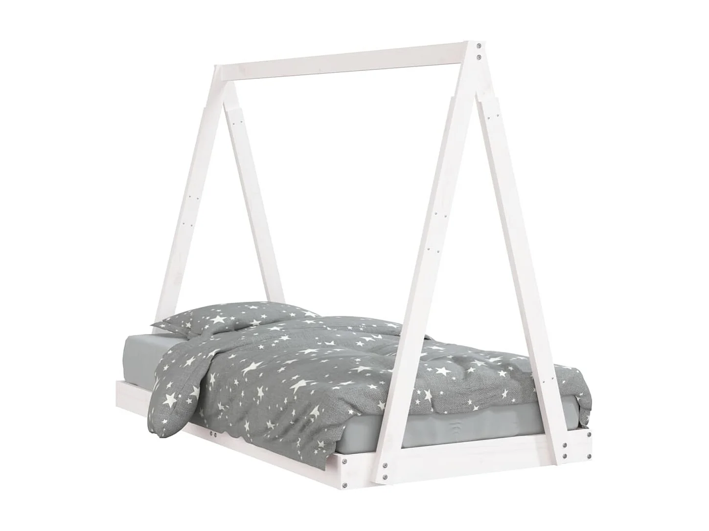 Kinderbedframe 80x160 cm massief grenenhout wit