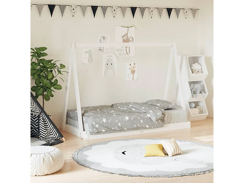 Kinderbedframe 80x160 cm massief grenenhout wit