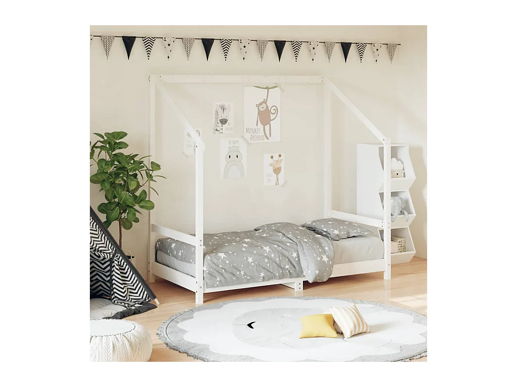Cadre de lit pour enfant blanc 80x160 cm bois de pin massif