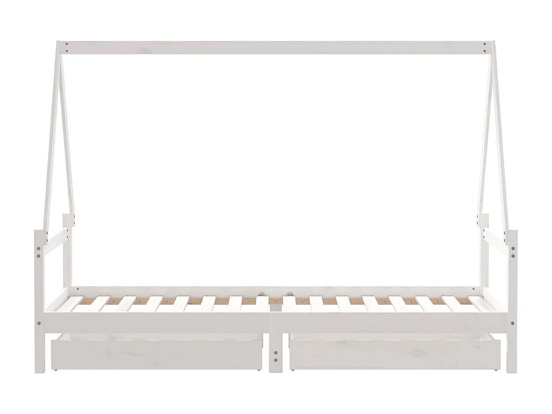 Kinderbedframe met lades 90x200 cm massief grenenhout wit